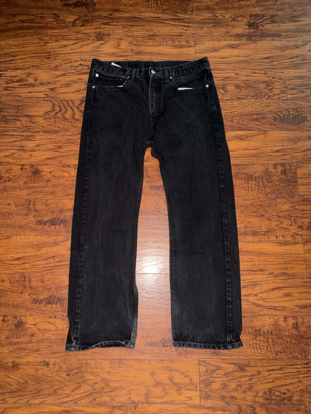 Levi's 505 Regular Fit Straight Leg Black Denim Jeans Size 34x30